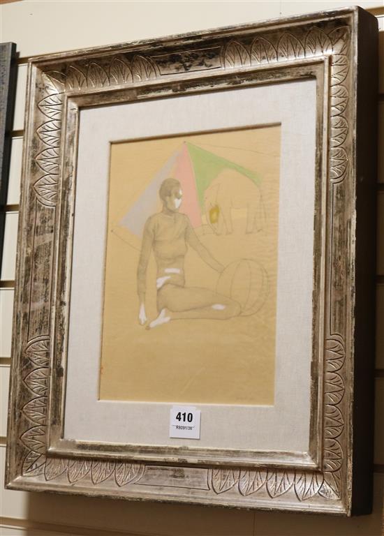 Ugo Attardi (1923-2006), pencil and watercolour, Il Circo, signed, 31 x 23cm